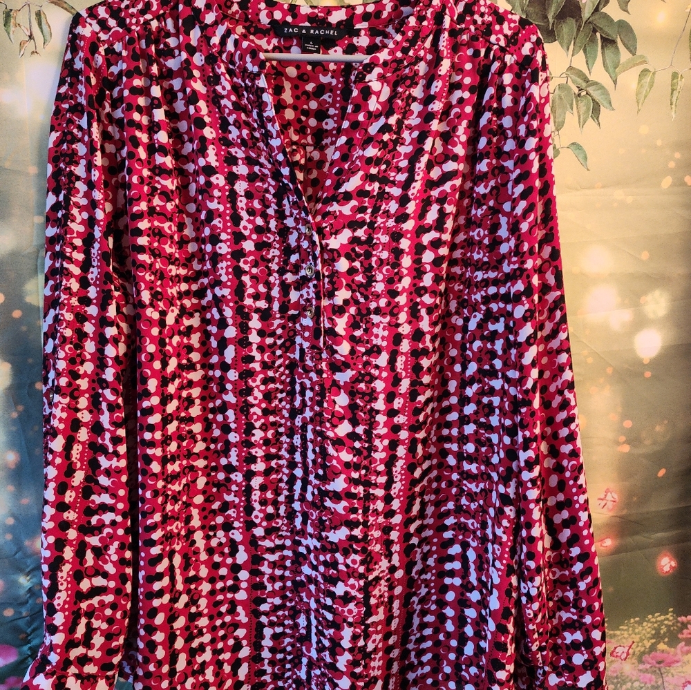 Red print Blouson, long sleeved
